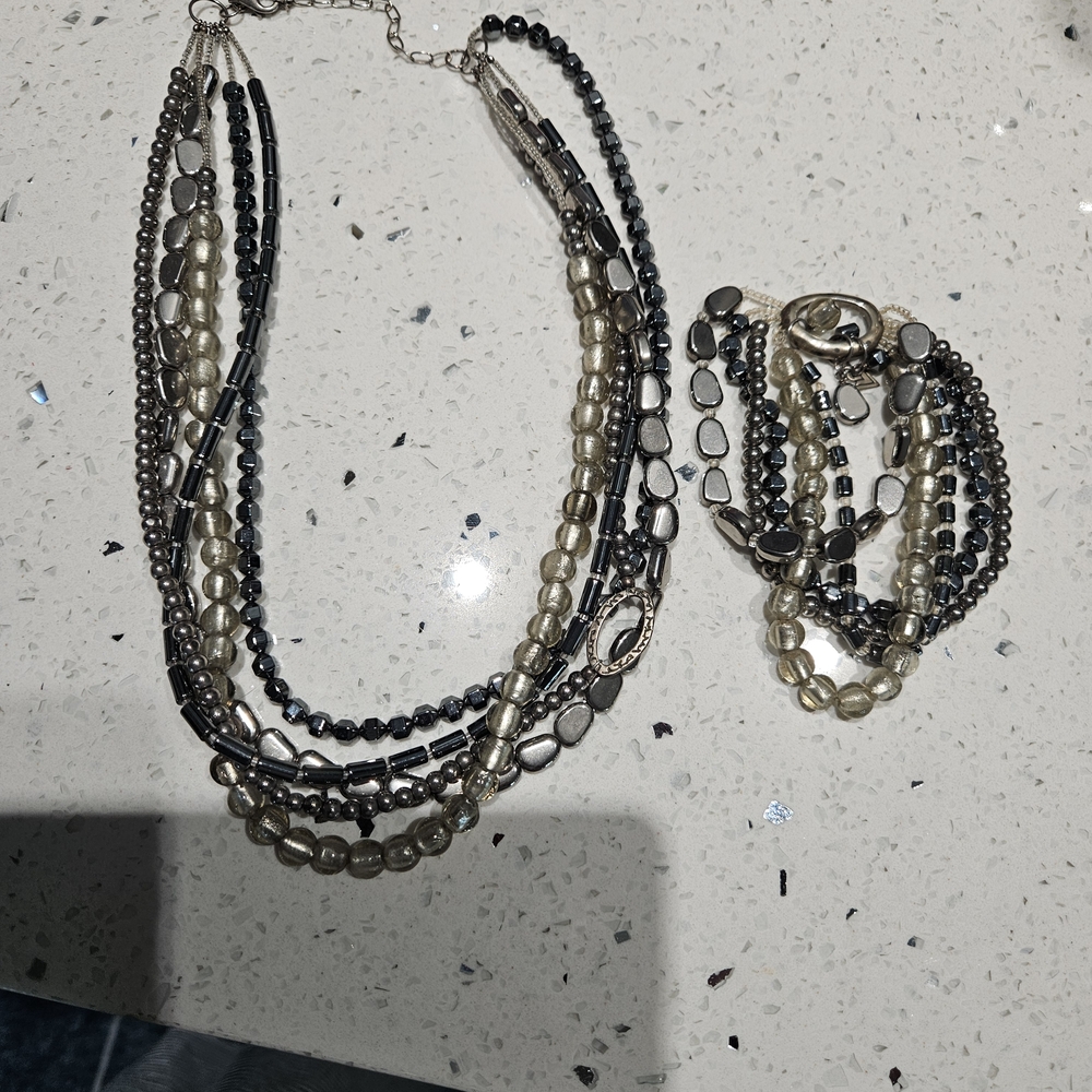 Silpada Black and Silver Multi-Strand Necklace